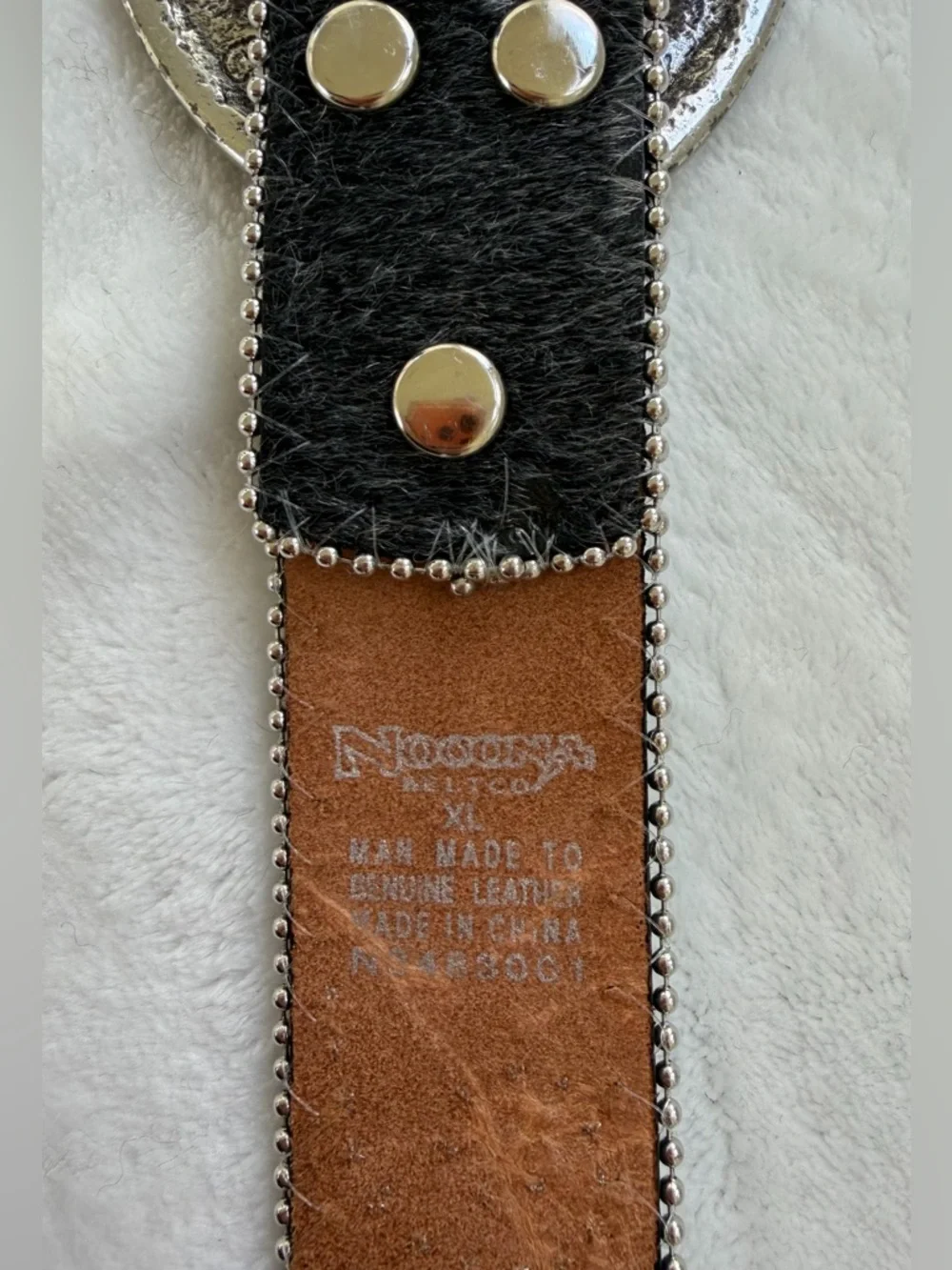 Nocona Rhinestone Western Cowgirl Leather Cowhide Studded Black Silver Belt XL